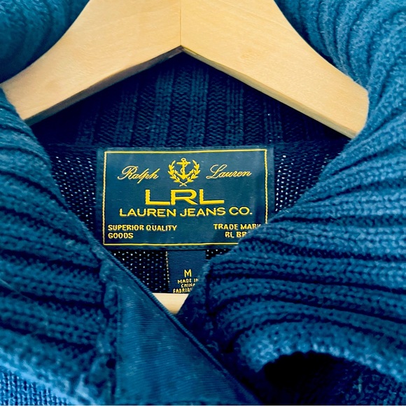 RALPH LAUREN JEANS navy cotton sweater with gold lock size M - Picture 3 of 8